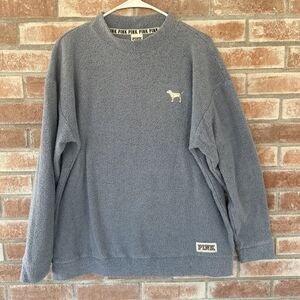 Victoria’s Secret PINK Terry Cloth Crewneck Sweatshirt Blue Medium